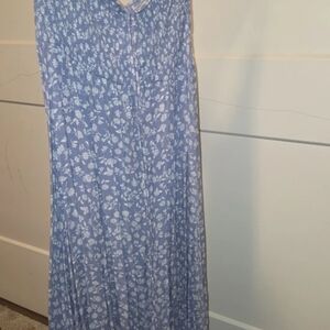 Fashion Nova Light Blue Floral Halter Maxi Dress